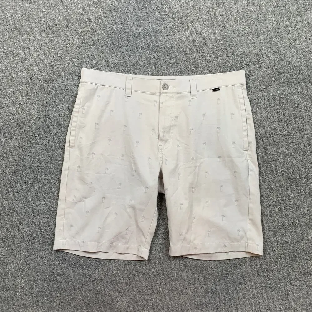 Travis Mathew Shorts Mens 35 Light Gray Resort To This Golf Palm Tree Motif